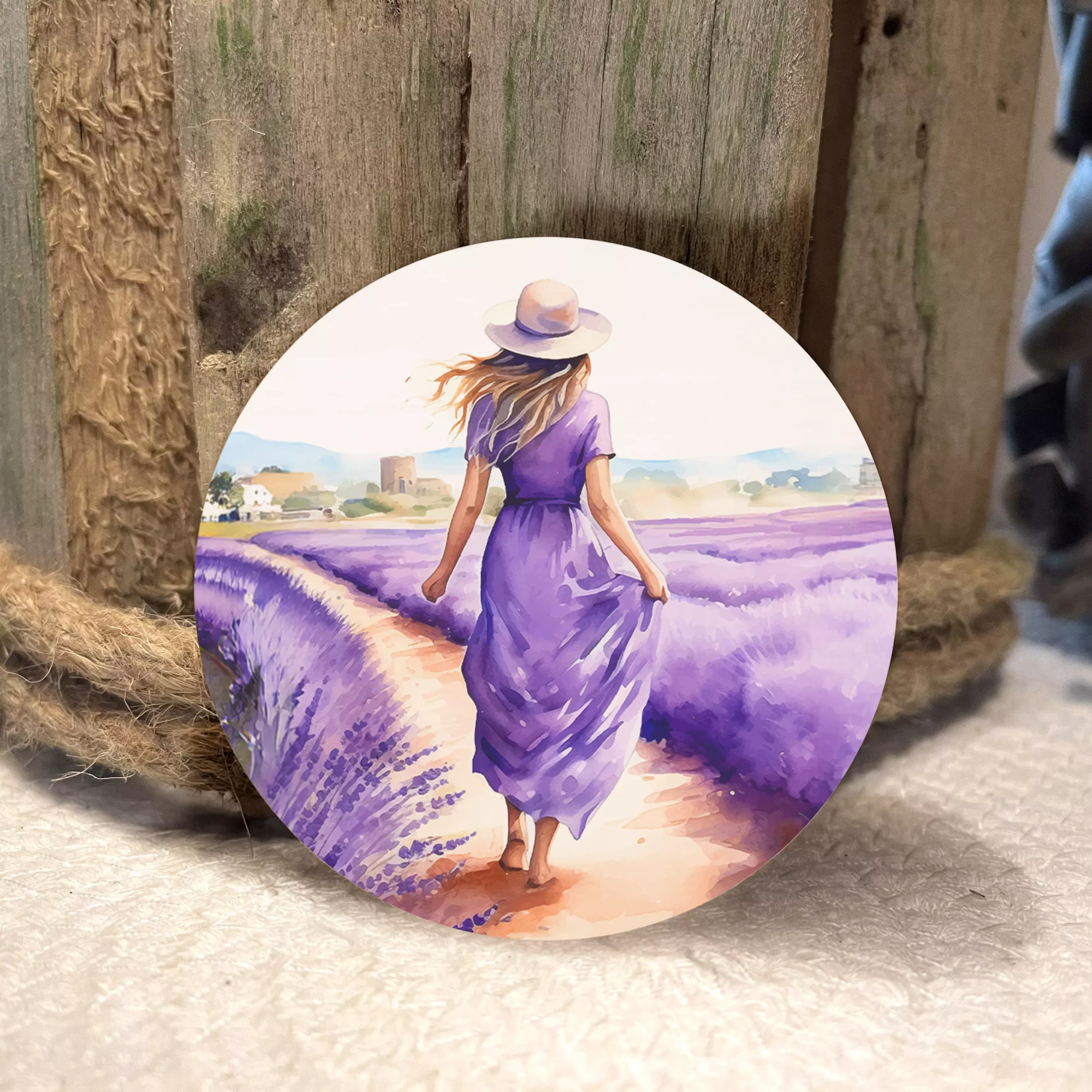 Magnet en bois rond paysage provence – Image 8